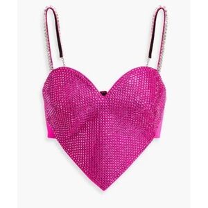 AREA Embellished Heart Crop Top